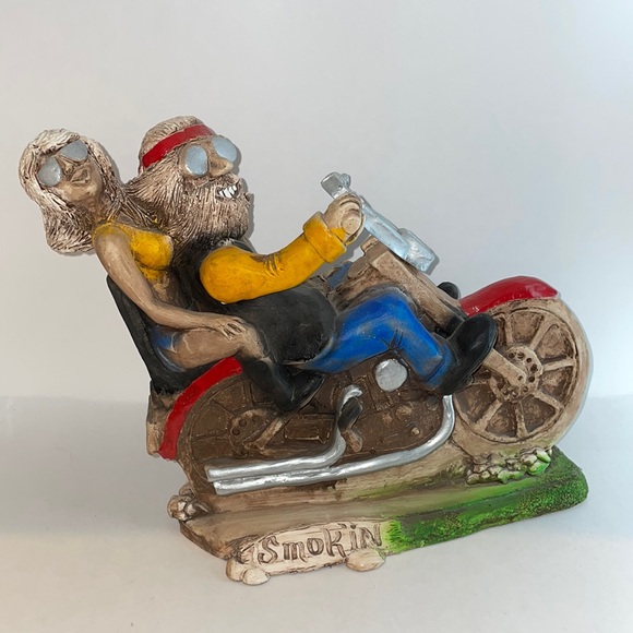 Vintage 92 Cowboy Biker & Lady Shade Tree Shelf Decor Collectible Handcrafted - Picture 4 of 13